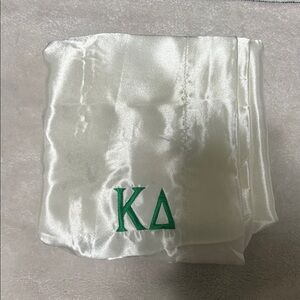 Silky White Pillow Case with Green KD Embroidery